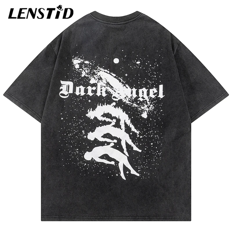 

Summer Men Washed Tshirts Hip Hop Falling People Graphic T-Shirts Punk Gothic 2023 Streetwear Harajuku Casual Cotton Tops Tees