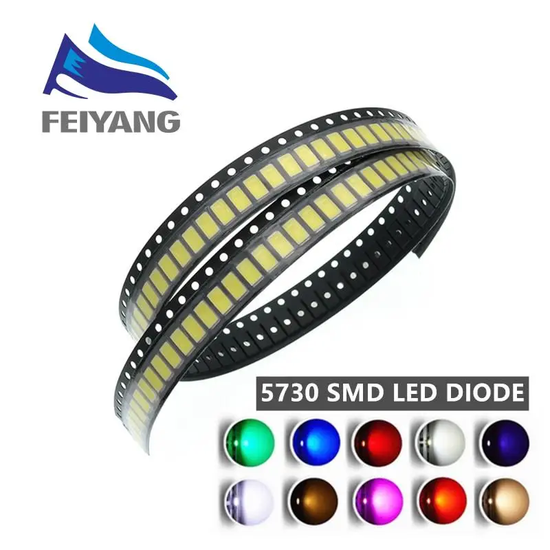  100 шт./лот SMD светодиодные диоды 5730 5630 диоды 5730 SMD Светодиодная Diodo комплект зеленый красный теплый белый холодный синий желтый розовый ф…