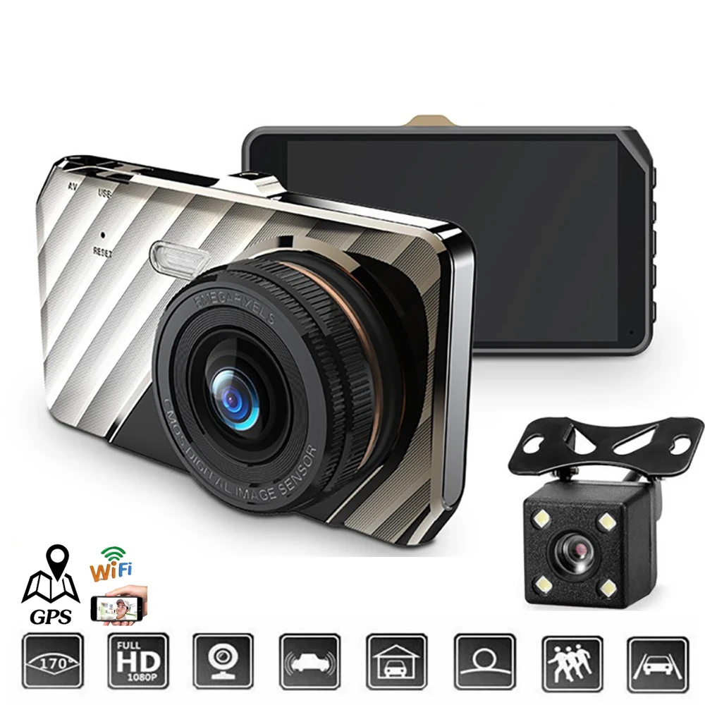

Автомобильный видеорегистратор, Wi-Fi, 4,0 дюйма, Full HD, 1080P