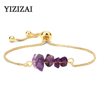 new arrive reiki healing irregular mineral crystal bracelet chakra natural gravel beads gold chains bracelets jewelry for women