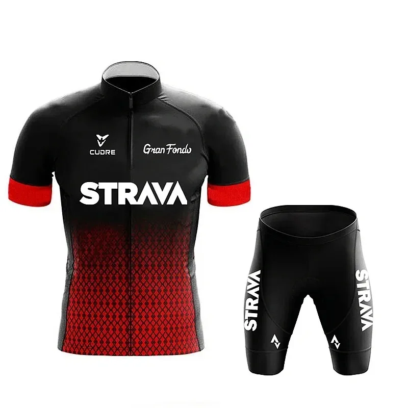2024 Strava Men's Cycling Shirt Set Summer Breathable Absorb Quick Drying MTB Uniform Wear