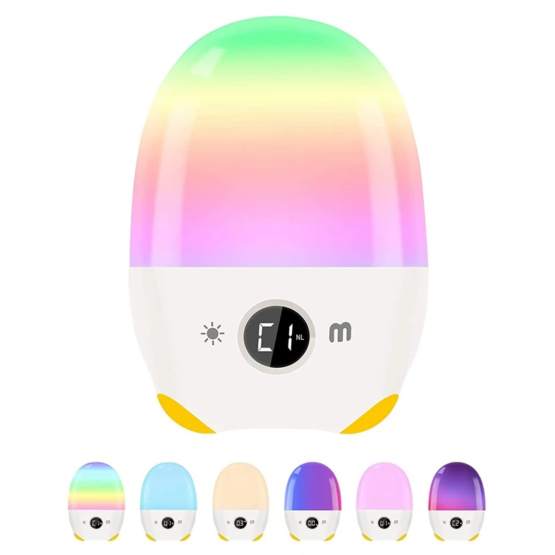 

LED Night Light Children, Press Bedside Lamp With Alarm Clock Timer USB Rechargeable Dimmable Atmosphere Table Lamp