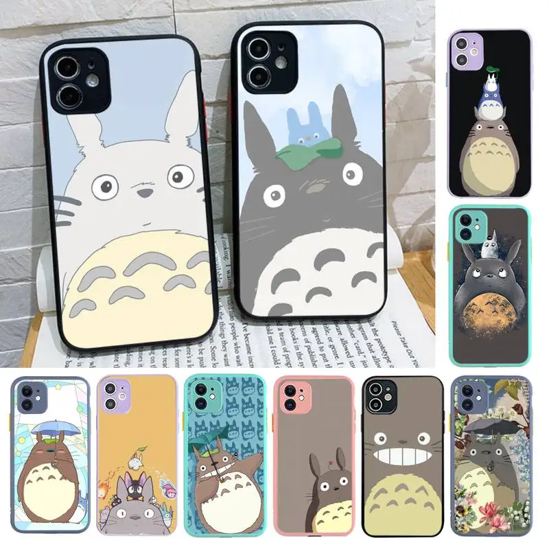 

Anime totoro Phone Case for iPhone X XR XS 7 8 Plus 11 12 13 pro MAX 13mini Translucent Matte Case