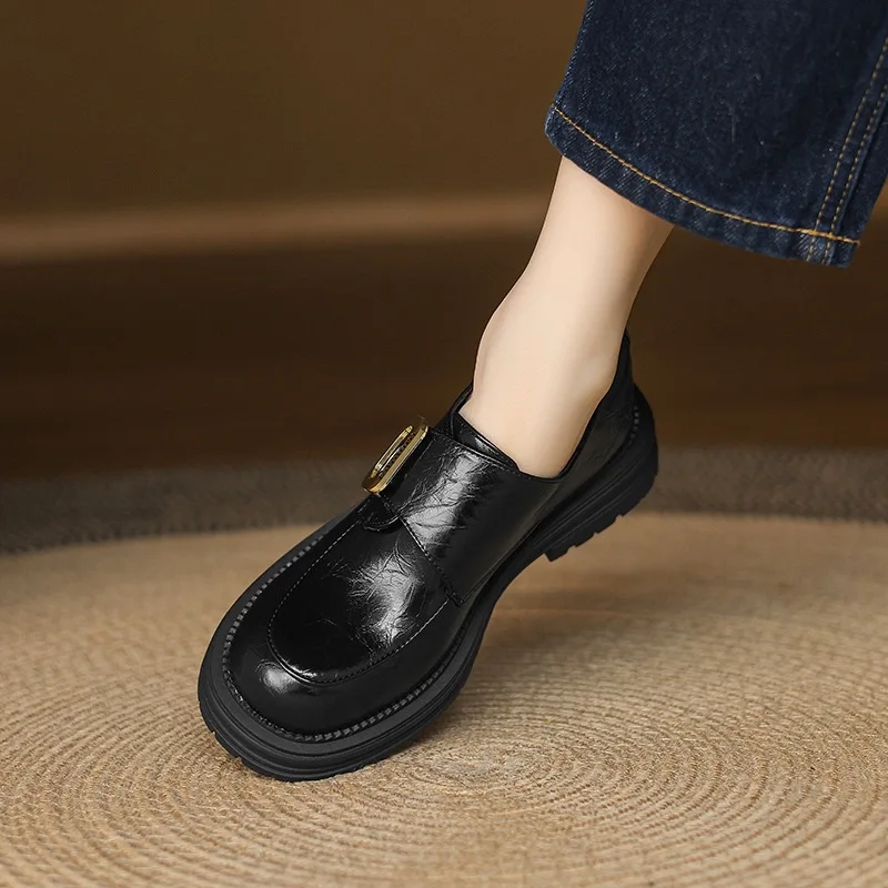 Женские туфли на платформе с круглым носком 35-43 черные/коричневые