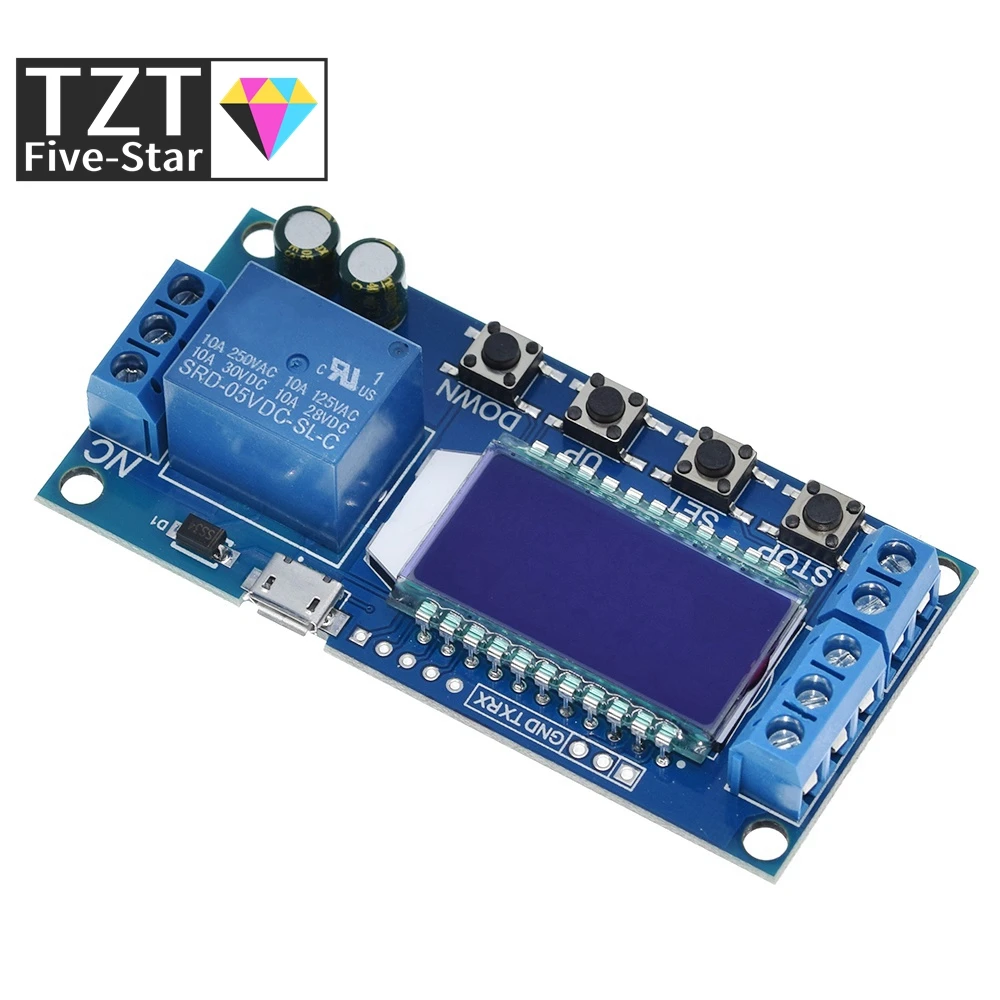 6-30 В Micro USB цифровой ЖК-дисплей релейный модуль задержки времени управление