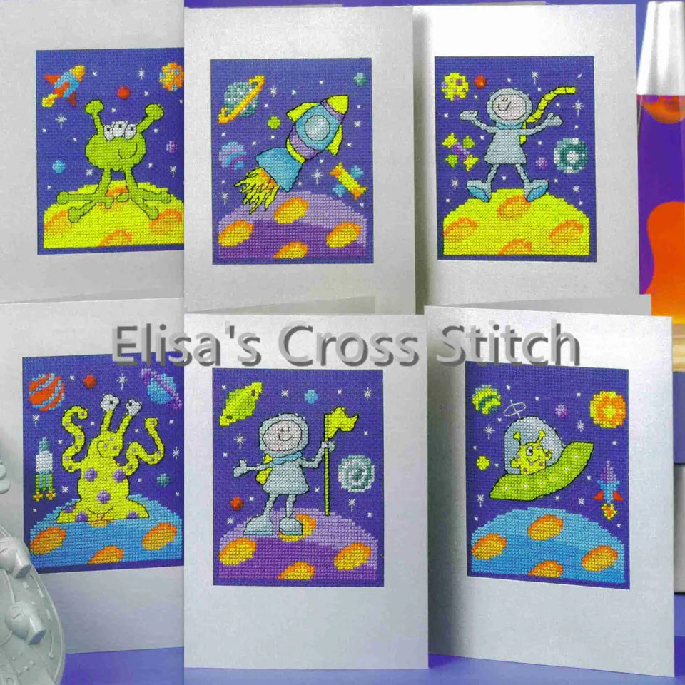 

CD286 14ct DIY Invitation Greeting Card Special Popular Full Set CrossStitch Greeting Card Birthday Christmas Motion Planet Wai