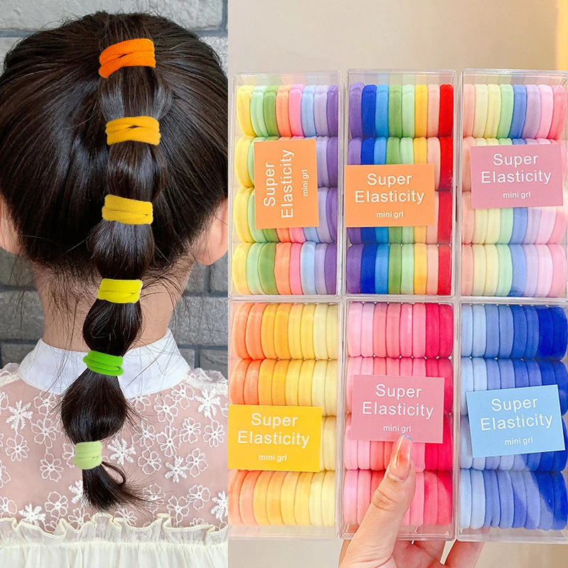 

32pcs/box Women Elastic Hair Band Candy Color Rubber Bands Korean Hairband Hair Ties Ponytail Holder Hair Rings Hair Accessories