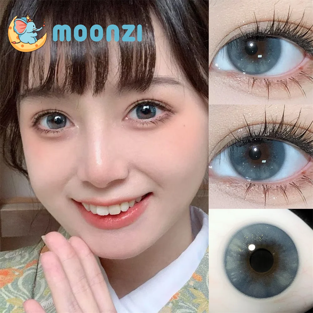 

MOONZI contact lens Tea Party Blue samll beauty Pupil Soft Eye Contact Lenses for eyes Big Natural Colored myopia prescription