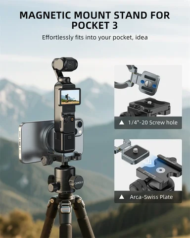 Магнитная подставка Osmo Pocket 3 для адаптера DJI Osmo Pocket 3 с 1/4-20/Magnetycznym держателем для телефона Arca Swiss/Magnetic для iPhone 16-12