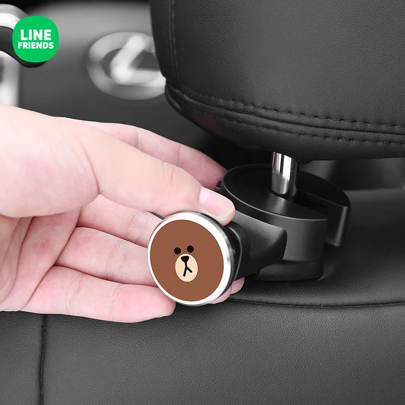 

Line Friends мультфильм коричневый Медведь Аниме автомобиль фотообои Kawaii Универсальный подголовник Невидимый вешалка держатель для хранения ак...