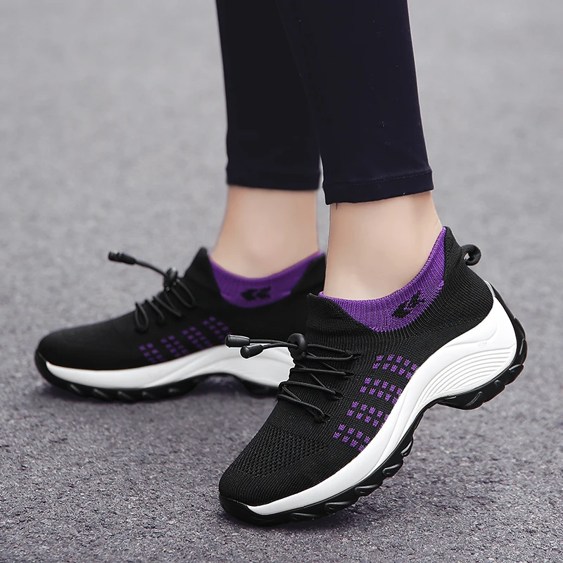 Height Increase Running Shoes Women Casual Sock Shoes Ladies Outdoor Sneakers Thick Sole Summer Walking Shoes Jogging Trainers