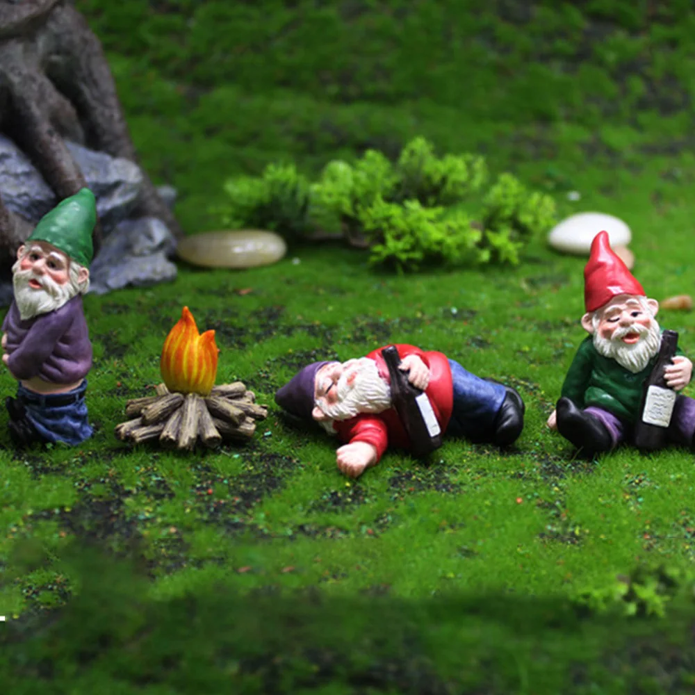 

Mini Cute Drunk Elves Micro Landscape Hand-painted Handcrafted Fairy Garden Dwarf Figurines Funny Elf Home Decor Ornament