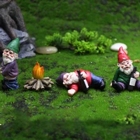 mini cute drunk elves micro landscape hand painted handcrafted fairy garden dwarf figurines funny elf home decor ornament