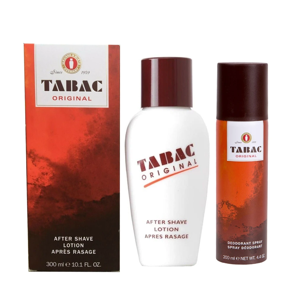 Original TABAC Maurer Wirtz Men Aftershave Lotion 300 ml & Deodorant spray 200 ml