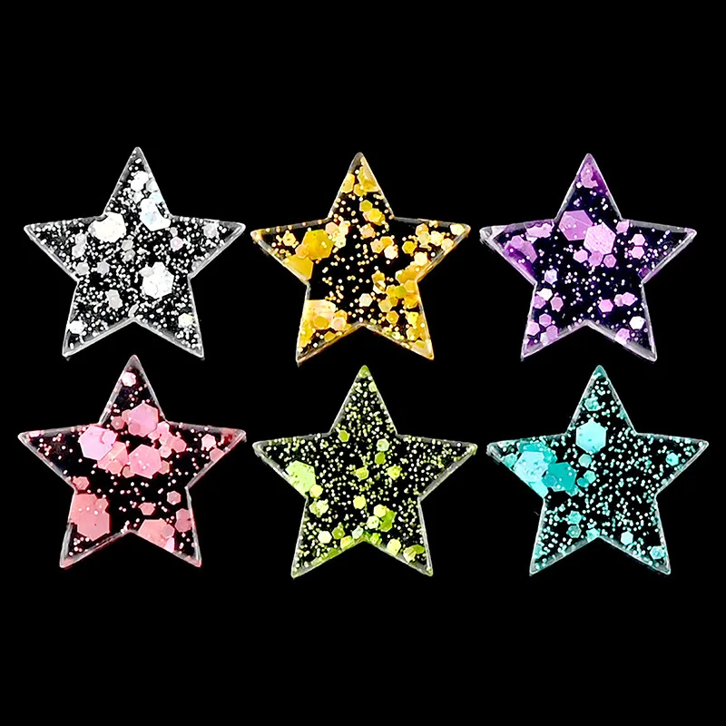 

10pcs Resin Transparent Five Pointed Star Embellishments Flatback Diy Kawaii Material Scrapbook Cabochon Miniature Mini Figurine