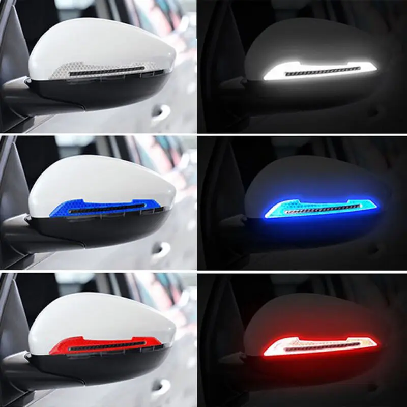 

2pcs Car Door Edge Anti-collision Protector Bar Strip Car Rearview Mirror Reflective Sticker Safety Warning Car Accessories