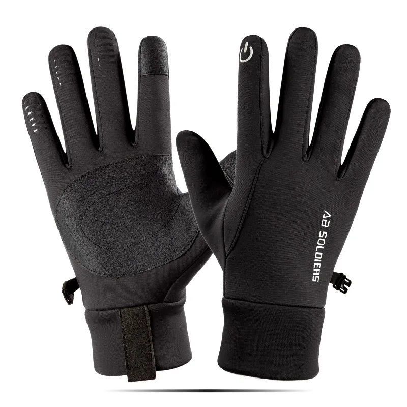 

Men Winter Waterproof Cycling Gloves Outdoor Sports Running Motorcycle Ski Touch Screen Fleece Gloves Non-slip Warm Full Fingers