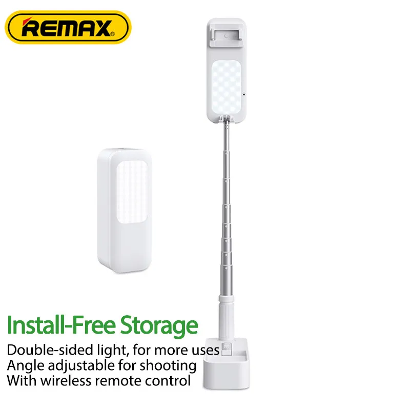 Remax Foldable Multifunctional Live Stream Holder For iPhone and All Mobile Phones With Fill Light Wireless Remote Contral