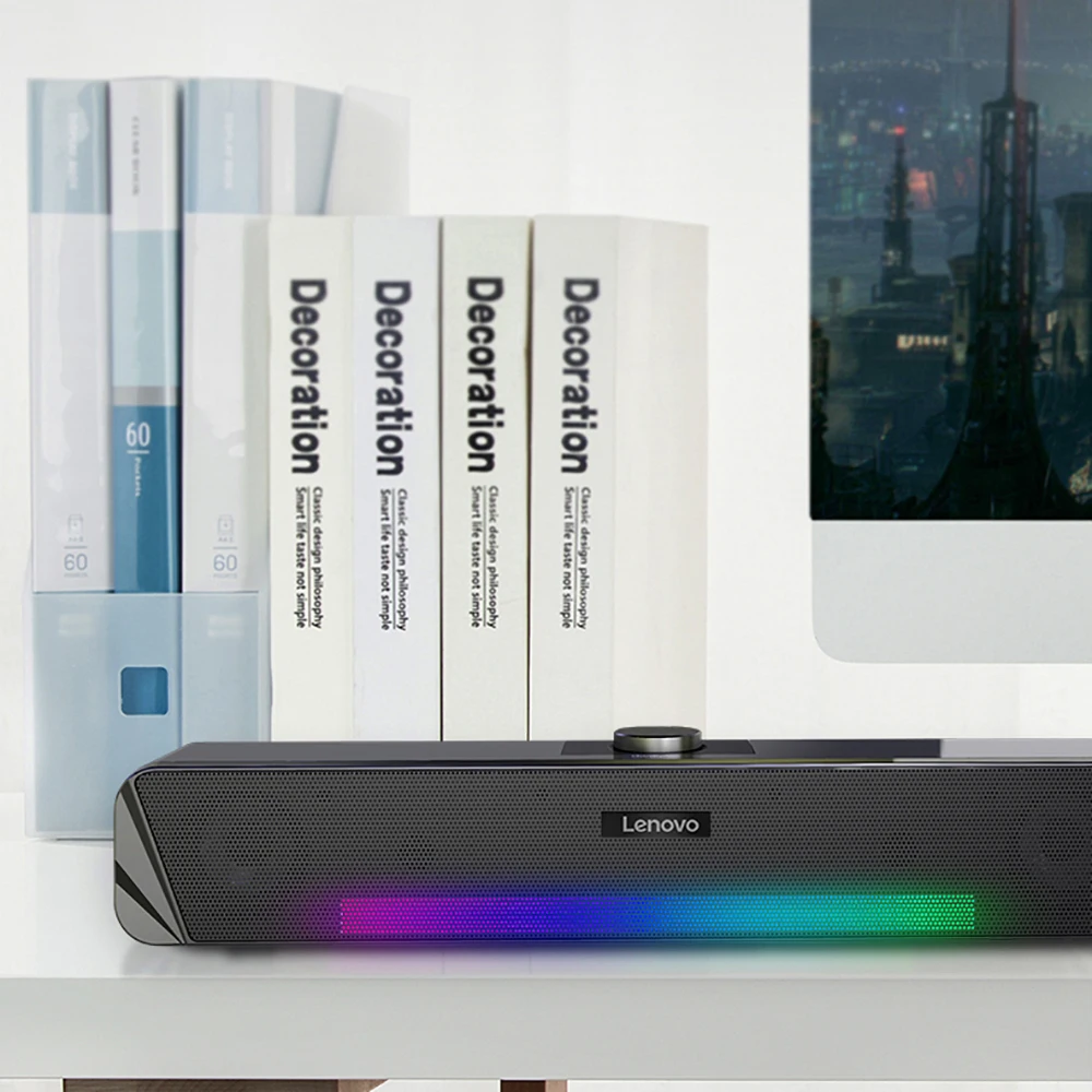 Bluetooth-динамик Lenovo TS33-B модный мини-динамик с объемным звуком 6D для ТВ Macbook ноутбука