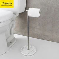 SUS 304 Stainless Steel Toilet Paper Holder with Marble Base Bathroom Roll Paper Holder Floor Stand for Living Room