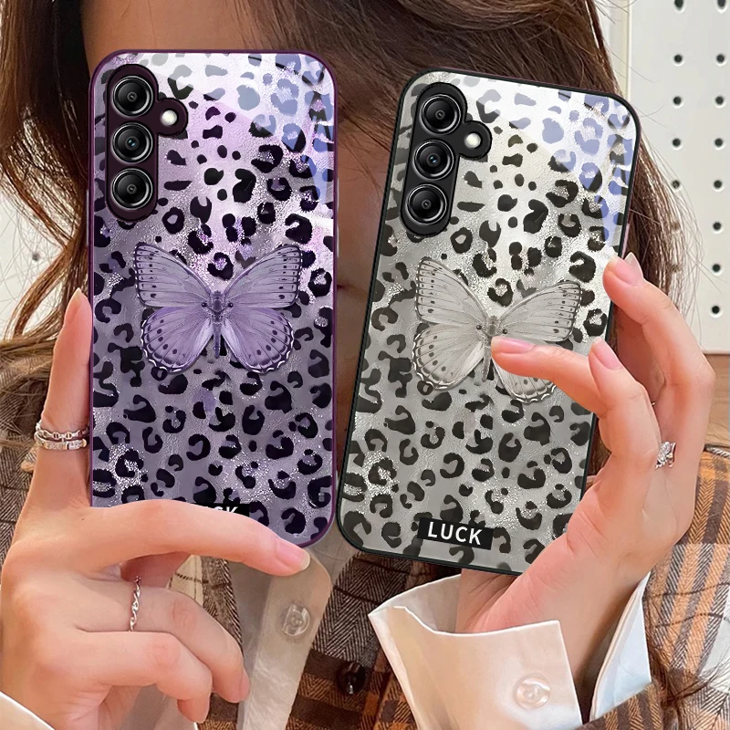 Цвет Banwen Butterfly для Samsung Galaxy A14 4G 20 30 52 20S 21S 22 A32 33 34 42 50 51 53 54 70 71 72 73 5G Стеклянный чехол