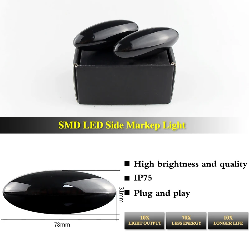 2 шт. светодиодный автомобильный динамический боковой габаритный фонарь