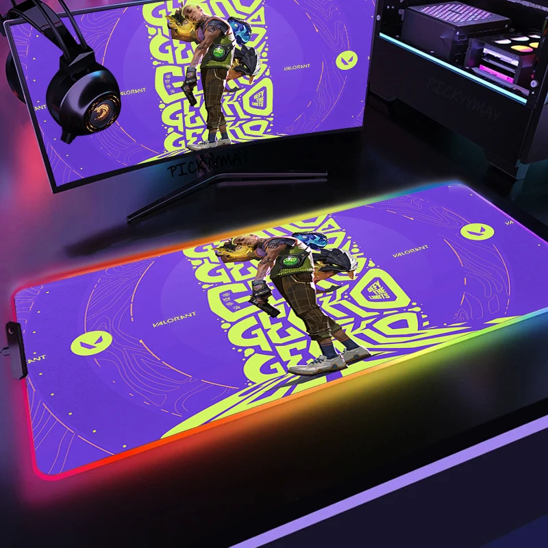 

Large RGB Mouse Mat Valorant Gamer Mousepads Gaming Mousepad LED Luminous Desk Pad Big Desk Mats Backlit Mouse Pads Antislip