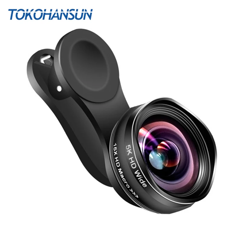 

TOKOHANSUN Professional HD Camera Lens Kit 0.45X Wide Angle & 15X Macro Lens Mobile Phone Lens for iPhone 6s 7 plus Samsung