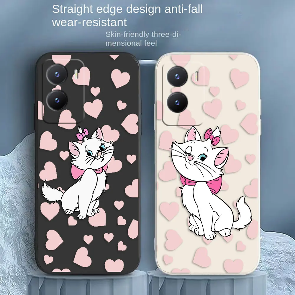 

Cartoon Cat Marie Phone Case For VIVO Y55S Y31 Y33S Y55 Y35 Y51S Y52S Y53S Y66 Y73S Y77 5G Y85 Y93 Colour Liquid Case Funda Capa