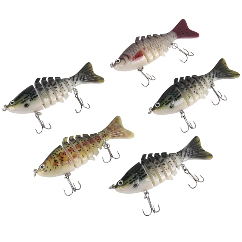 

5PCS Luya Lure Mini Fishing Lure 10Cm/16G 7-Section Simulation Plastic Fake Fishing Lure Bass Fishing Lures