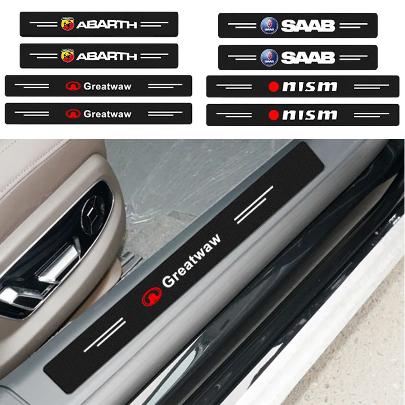 

Car Door Sill Carbon Leather Fiber Sticker for Peugeot 206 307 301 207 407 308 406 407 107 108 208 408 508 607 807 405 2008 3008