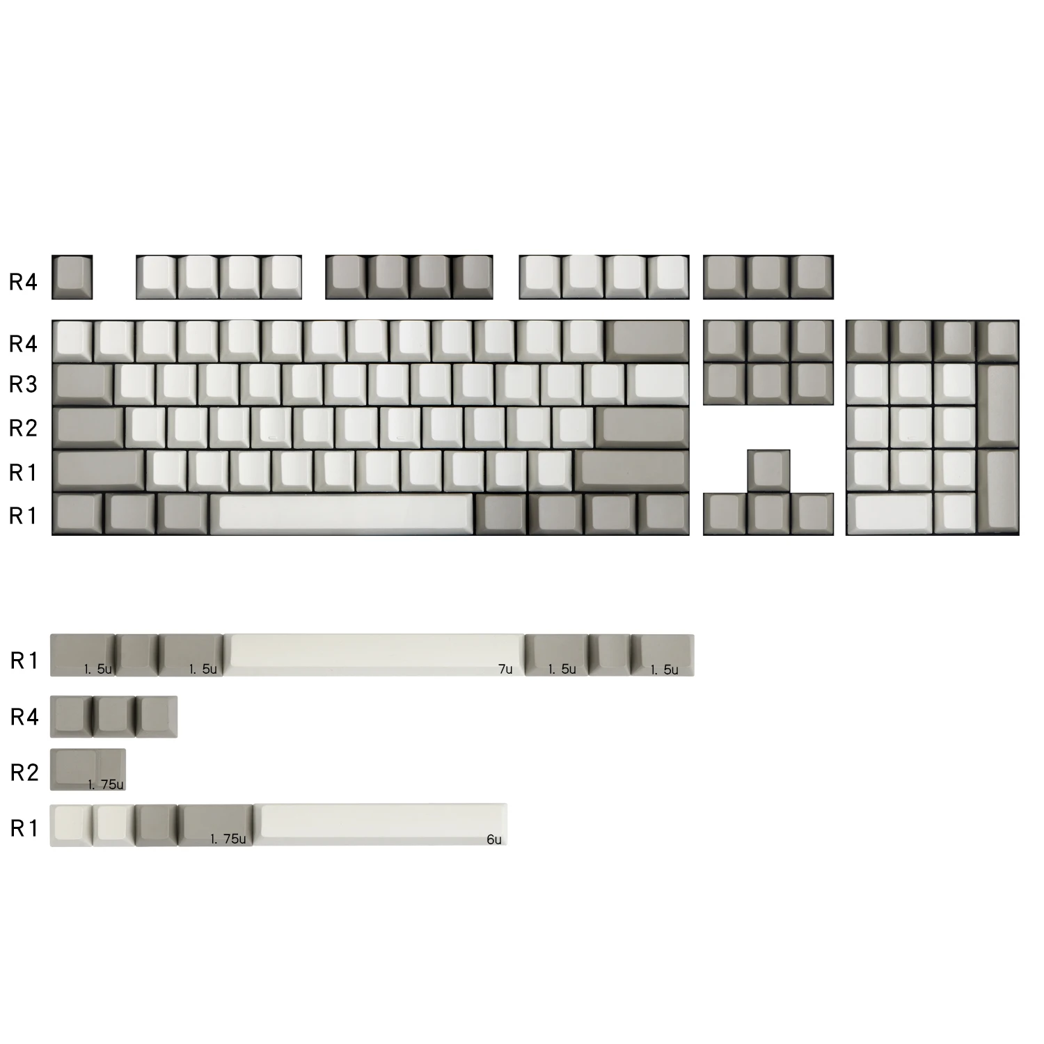 【Skyline】120 Keycap Enjoypbt Mechanical Keyboard Keycaps Thick PBT Blank Print Cherry Profile Retro Gray White