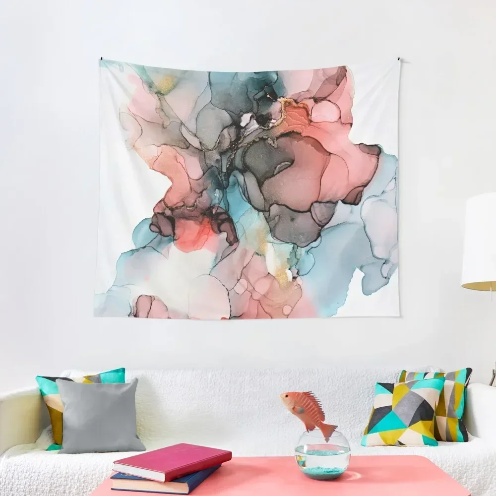 Абстрактное искусство бирюзовый и розовый гобелен украшение для дома декор