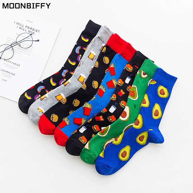 

New for 2022 Big Size Cartoon Men's Socks Cotton with Beer Burger Happy Socks for Men Meias Cotton Socks Funny Socks