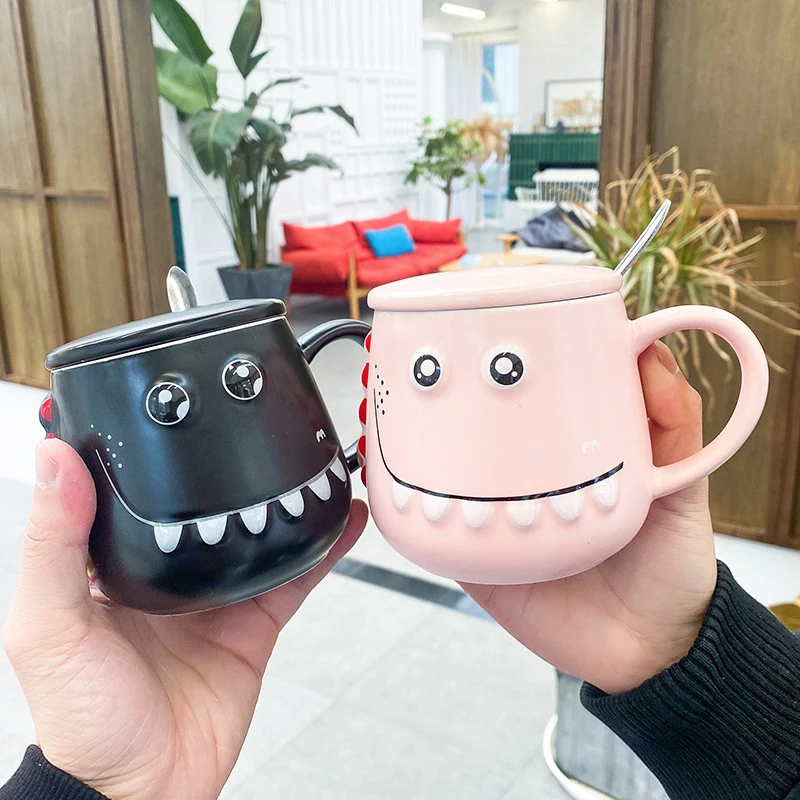 

450ml Creative Dinosaur Water Tea Cup Funny Ceramic Glass Cartoon Big Belly Coffee Mug Kawaii Student Kids Girls Lover Gift