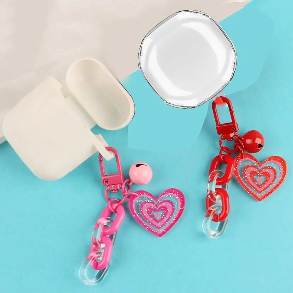 

Ins Style Love Glitter Cover For Baseus WM01 Case Cute With Keychain Soft Transparent Earphone Cover Baseus Encok Box