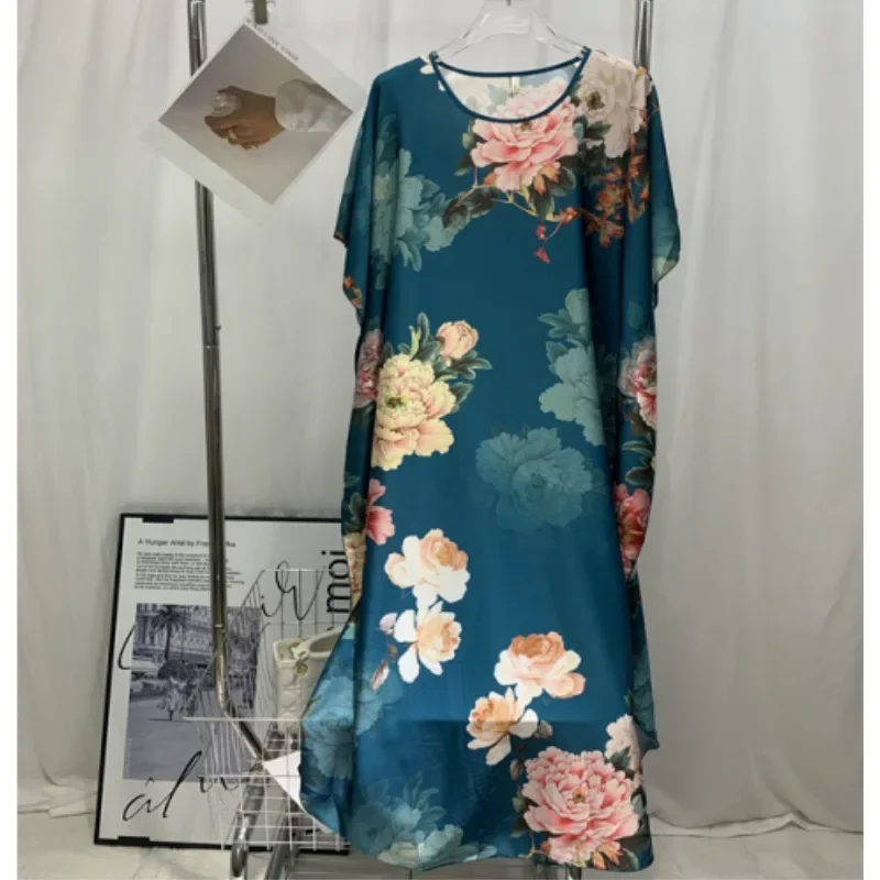 Женская элегантная ночная рубашка с принтом павлина свободная одежда для сна