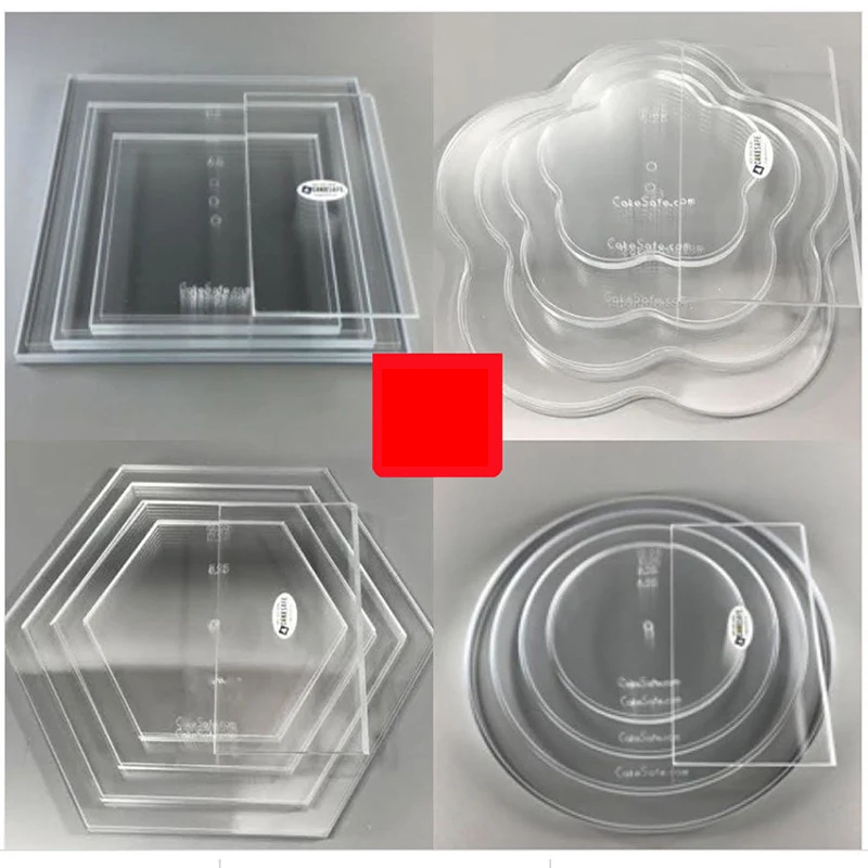 

5Pcs Multi-style Transparent Acrylic Scraper Cake Tray Cake Edge Smoother Cream Decorating Set Cake Spreading DYI Baking Tool