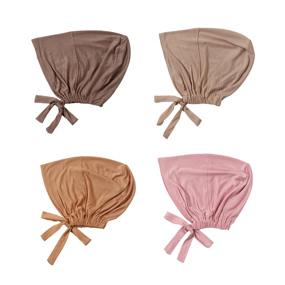 

2022 New Soft Modal Muslim Turban Women Under Scarf Hat Hijab Cap Islamic Muslim Under Scarf Hijab Cap With Tie-Back Closure