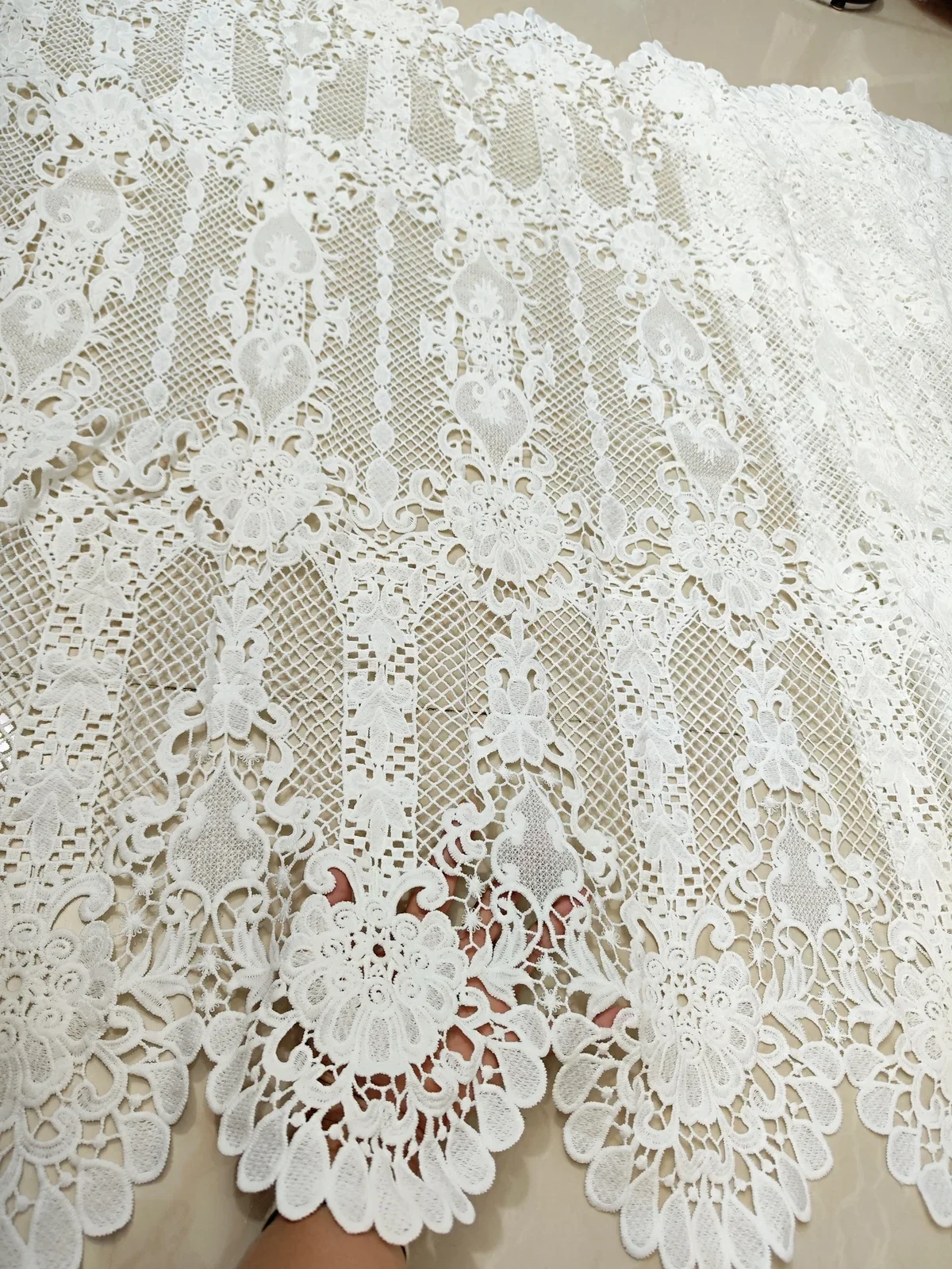 Новейшая белая африканская кружевная ткань Gipure 2023 Высококачественная
