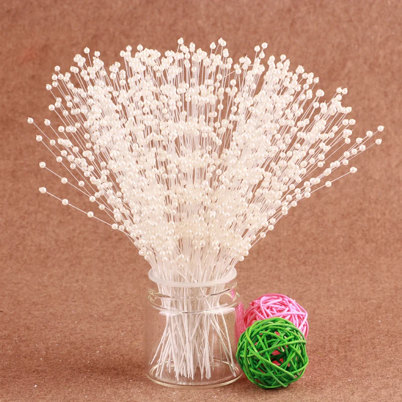 

50pcs Pearl Bouquet Cake Wedding Flower Arrangement Bridal Bouquet DIY Headdress Pearl String Party Decorations