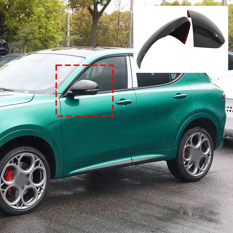 Фото Накладки на зеркала заднего вида из настоящего карбона для Alfa Romeo Tonali 2022+, декоративные наклейки, аксессуары для защиты экстерьера автомобиля №3