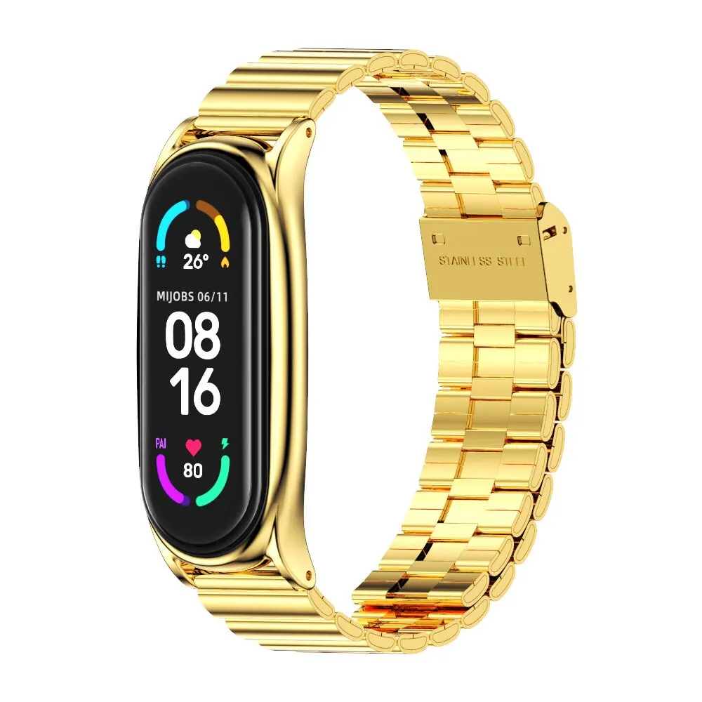 

Gloden Bracelet Wristband Strap For Mi Band 6 Strap For Xiaomi Mi Band 4 Strap For Mi Band 5 Metal NFC MiBand 4 3
