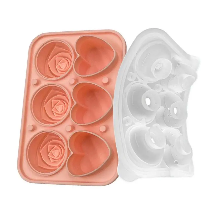 

6 Holes Flower Rose Heart Shape Mold Silicone Cake Chocolate Mold Bakeware Baking Dish Cake Mould Rose Ice Lattice Ice Cube Tray