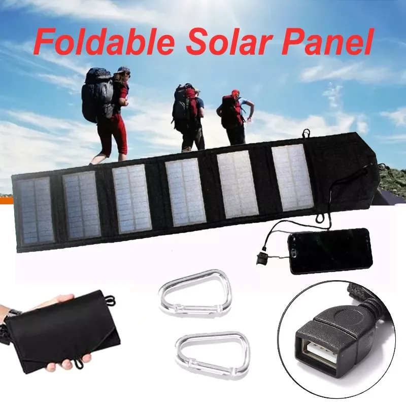 

NEW2023 80W Folding Solar Panel USB 5V Solar Charger Waterproof Solar Panel Cells for Outdoor Camping Hiking Portable Mobile Pho