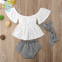 new kids clothing bebe baby girl sets clothes summer newborn baby girl lace off shoulder top stripe shorts outfits clothes 0 24m