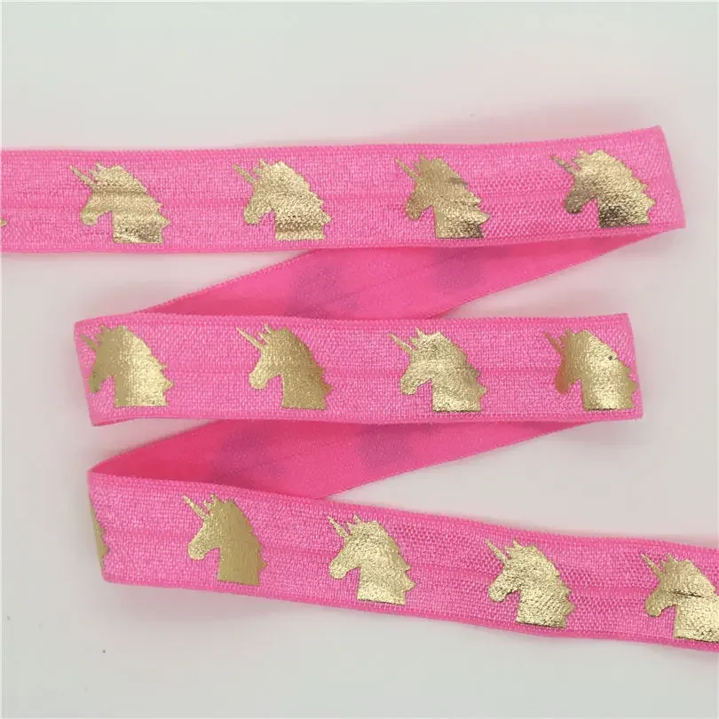 DHK 5/8 ''фольга золотой единорог с принтом складная эластичная повязка на