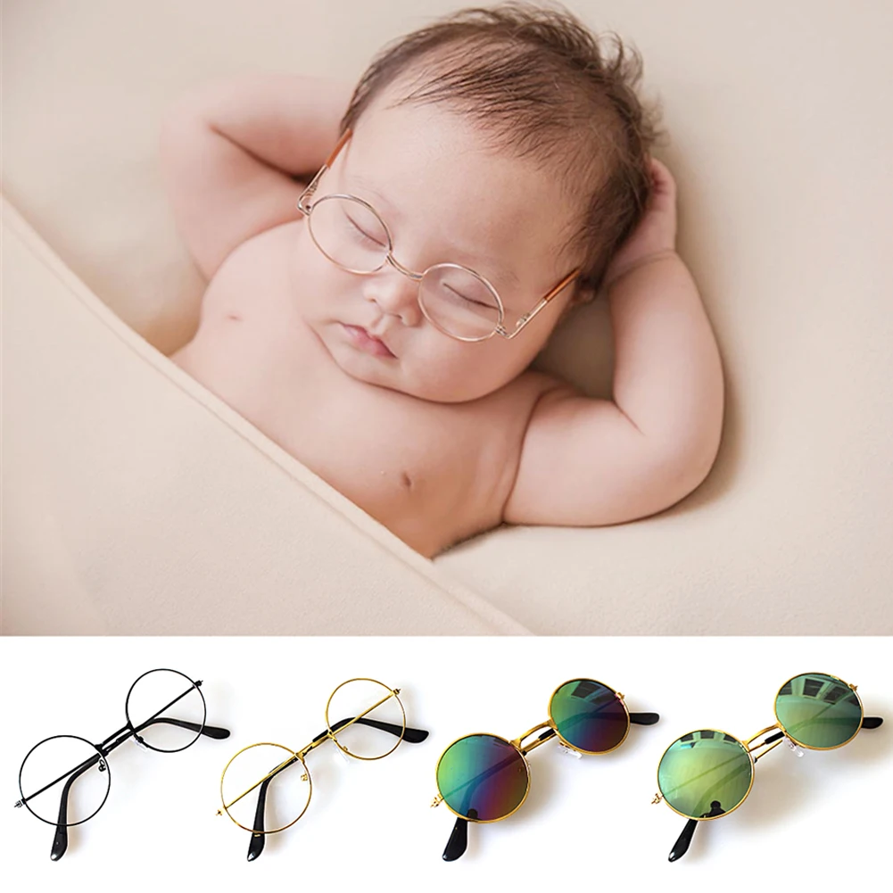 

Newborn Baby Photography Props Accessories Infant Pictures Decor Round Glasses Sunglasses Vintage Photo Prop Festival Supplies