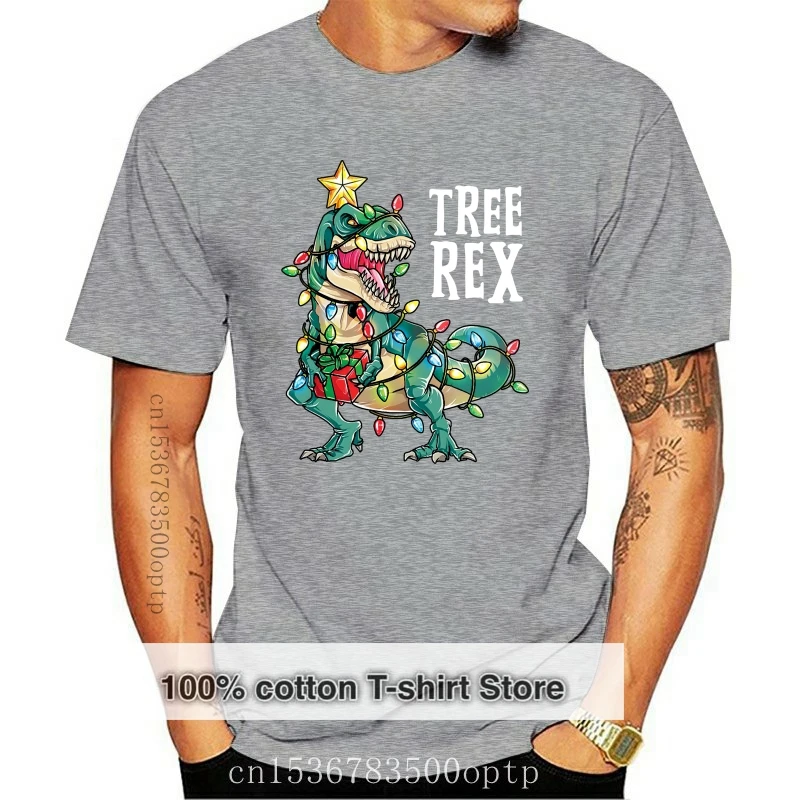 

Рождественская рубашка для детей, футболка для мальчиков с изображением дерева, динозавра Рекс, рождественские подарки, футболка, размер S-3Xl, подарок, забавная футболка