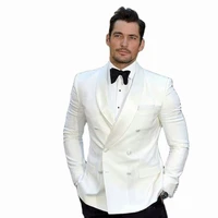 latest ivory blazer sets men suit groom tuxedos groomsmen wedding party dinner set double breasted best man suits jacketpants